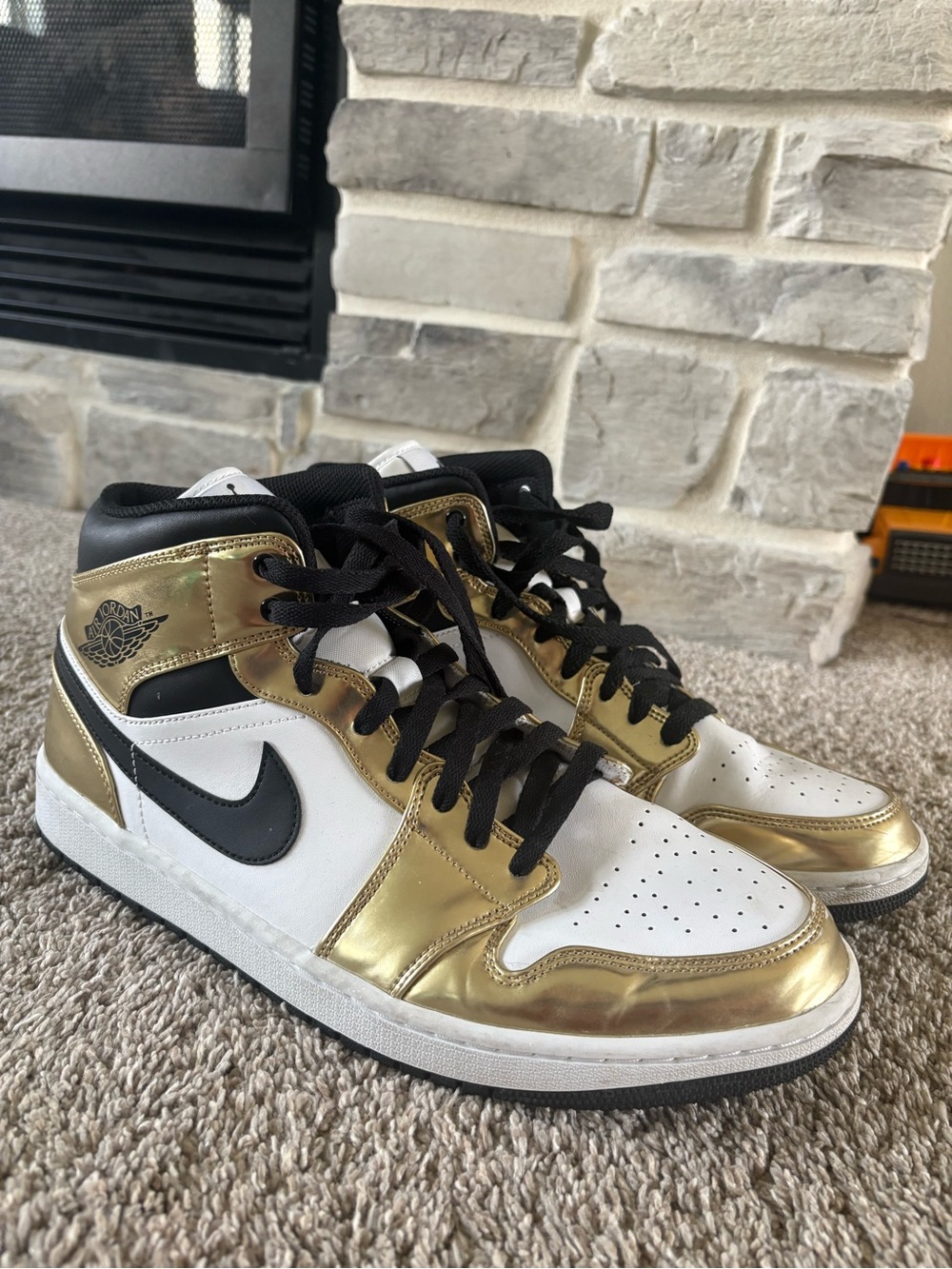 Nike Gold White Black High-Top Sneakers